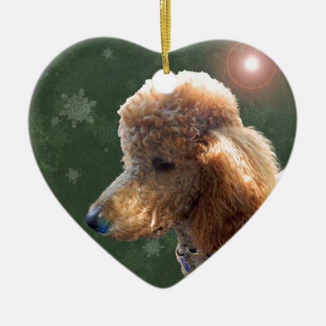 POODLE FOR THE HOLIDAYS CERAMIC ORNAMENT (Front)
