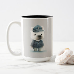 Poodle...four- legged officer on the front line Two-Tone coffee mug