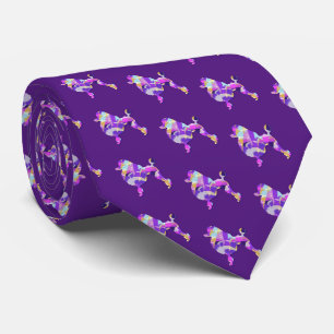 Poodle French Cut Dog Silhouette Purple Dark Tie