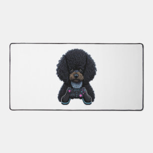 Poodle Gamer With Joystick Desk Mat