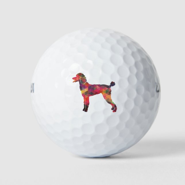 Poodle Geo Silhouette Multi Golf Balls (Front)