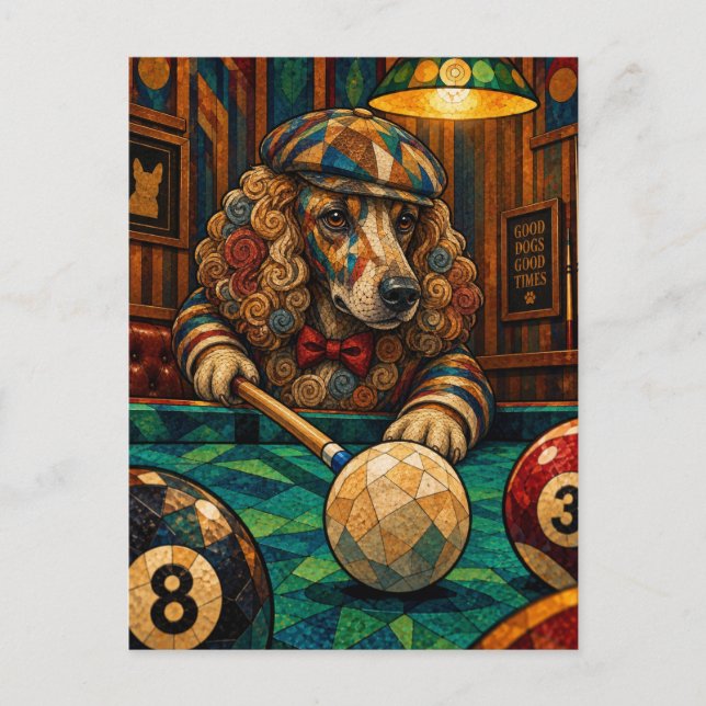 Poodle, Geometric Mosaic Postcard (Front)