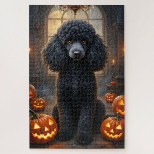 Poodle Gothic Ballroom Halloween Portrait Art Jigsaw Puzzle