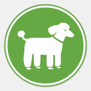 Poodle Graphic (Green) Classic Round Sticker