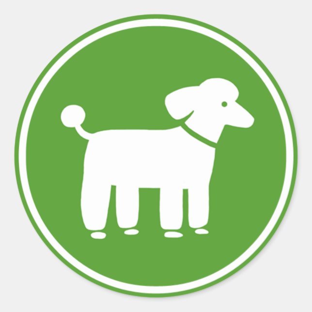 Poodle Graphic (Green) Classic Round Sticker (Front)