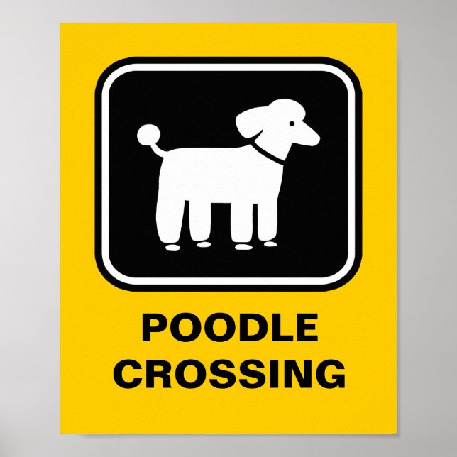 Poodle Graphic (White on Black) Poster (Front)