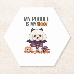 Poodle Halloween Costume  My Poodle is My Boo Dog  Paper Coaster