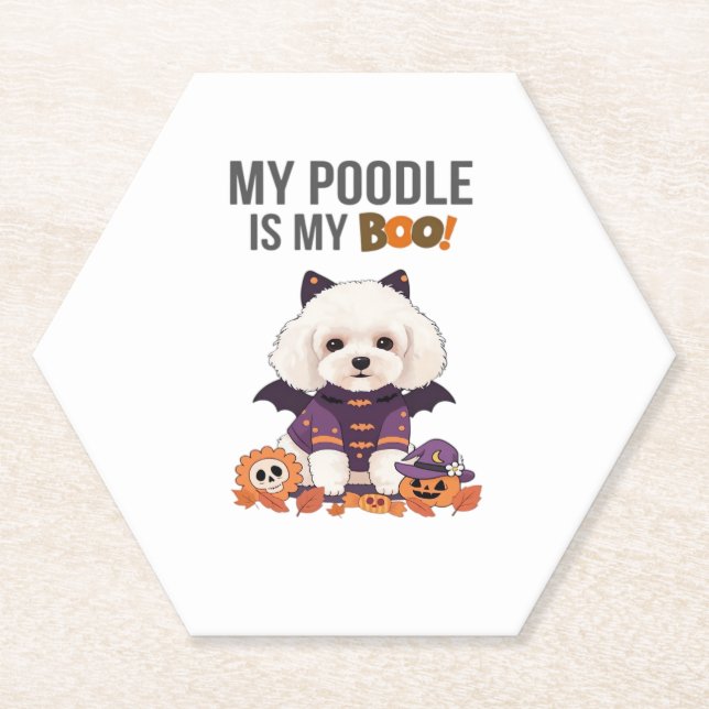 Poodle Halloween Costume  My Poodle is My Boo Dog  Paper Coaster (Front)