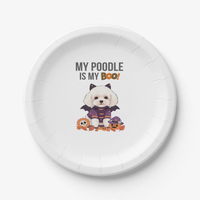 Poodle Halloween Costume  My Poodle is My Boo Dog  Paper Plate (Front)