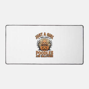 Poodle Halloween Girl Vintage Pumpkin Dog Shirt De Desk Mat