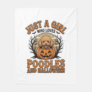 Poodle Halloween Girl Vintage Pumpkin Dog Shirt De Fleece Blanket