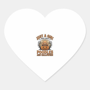 Poodle Halloween Girl Vintage Pumpkin Dog Shirt De Heart Sticker