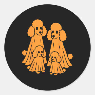 Poodle Halloween Poodle Ghost Family Funny Dog Lov Classic Round Sticker