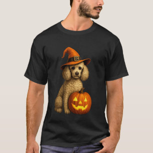 Poodle Halloween Pumpkin Witch Hat Dog Art Family T-Shirt