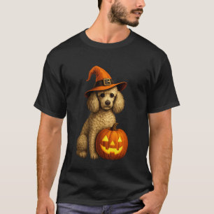Poodle Halloween Pumpkin Witch Hat Dog Art Family T-Shirt