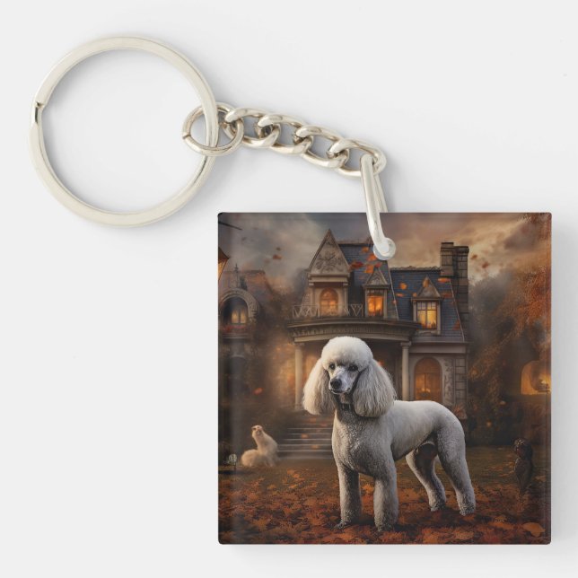 Poodle Halloween Scary Key Ring (Front)