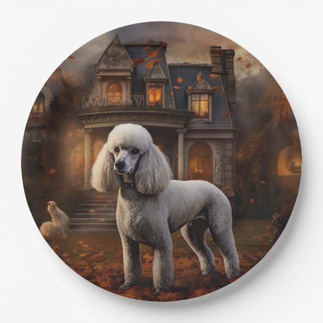 Poodle Halloween Scary Paper Plate (Front)
