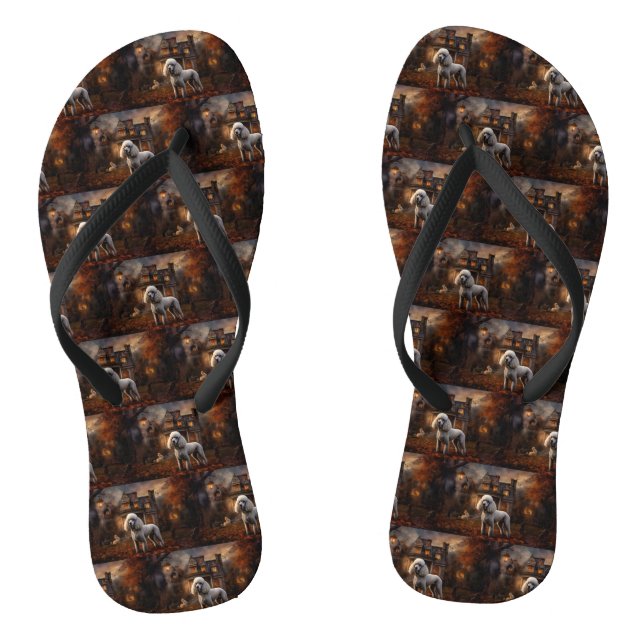 Poodle Halloween Scary Thongs (Footbed)