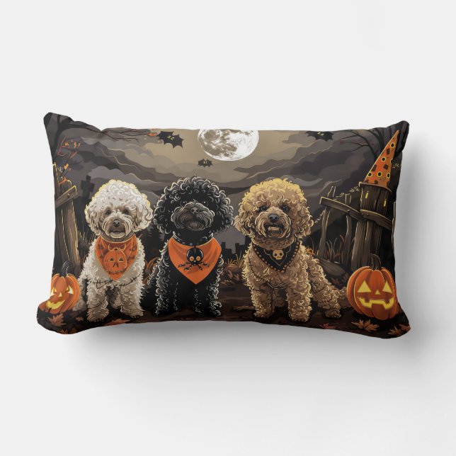 Poodle Halloween Spooky Lumbar Cushion (Front)