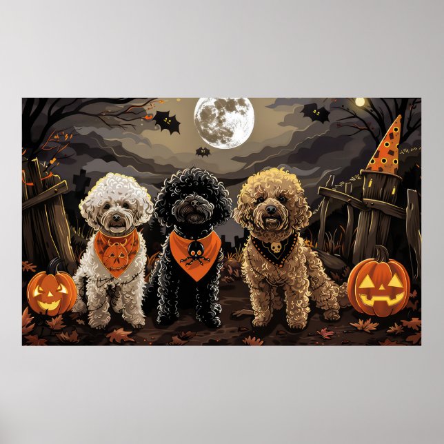 Poodle Halloween Spooky Poster (Front)