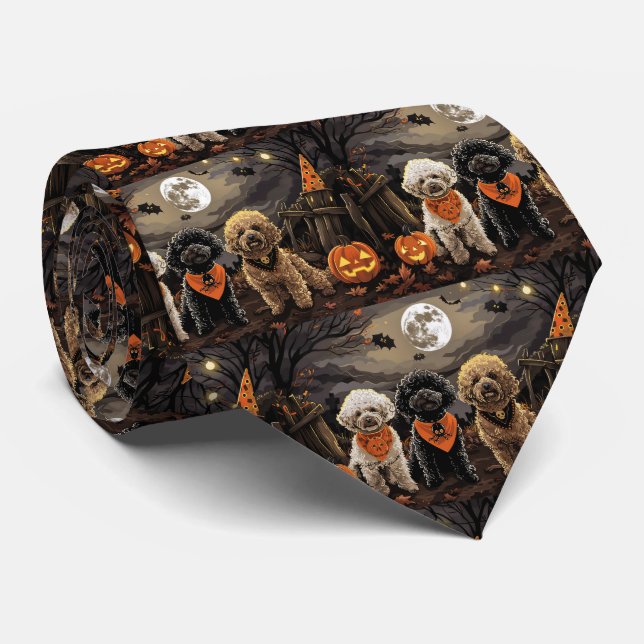 Poodle Halloween Spooky Tie (Rolled)