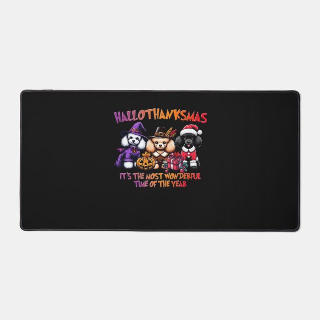 Poodle Halloween Thanksgiving Christmas Classic T- Desk Mat (Front)