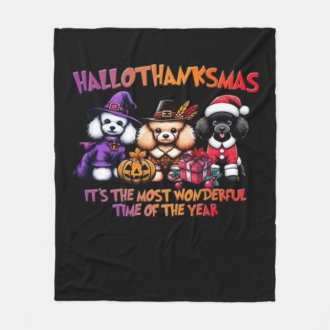 Poodle Halloween Thanksgiving Christmas Classic T- Fleece Blanket (Front)