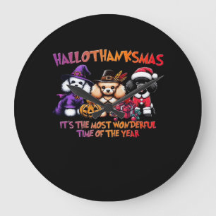 Poodle Halloween Thanksgiving Christmas Classic T- Large Clock