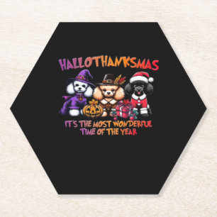 Poodle Halloween Thanksgiving Christmas Classic T- Paper Coaster