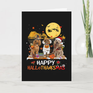 Poodle Happy Hallothanksmas Halloween Thanksgiving Card