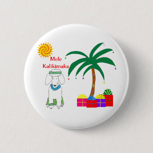 Poodle Hawaiian Christmas 6 Cm Round Badge