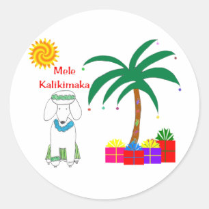 Poodle Hawaiian Christmas Classic Round Sticker