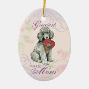 Poodle Heart Mum Ceramic Ornament