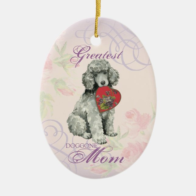 Poodle Heart Mum Ceramic Ornament (Front)