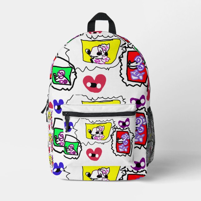 Poodle heart  printed backpack (Front)