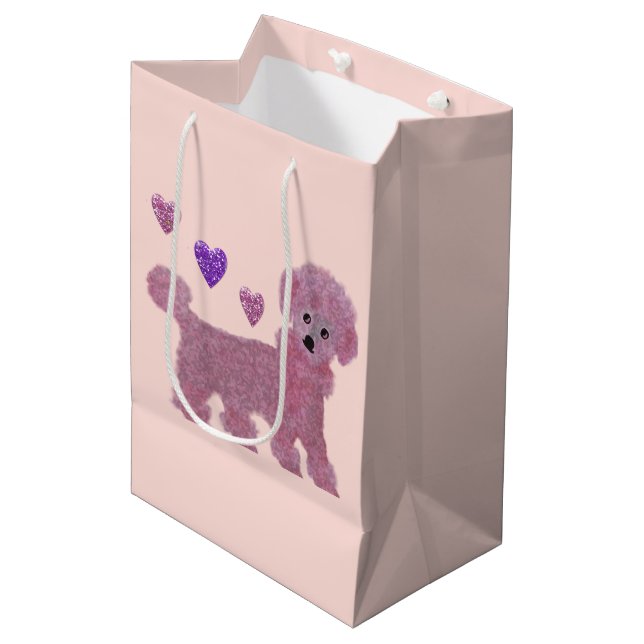 Poodle Hearts Medium Gift Bag (Front Angled)