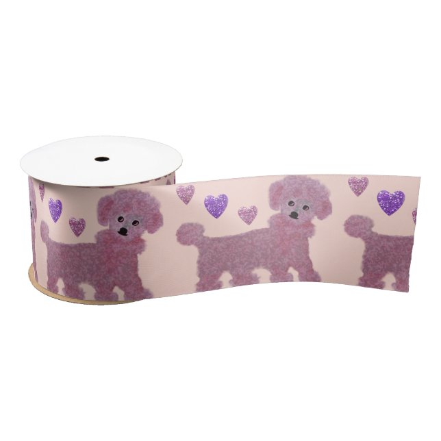 Poodle Hearts Satin Ribbon (Spool)