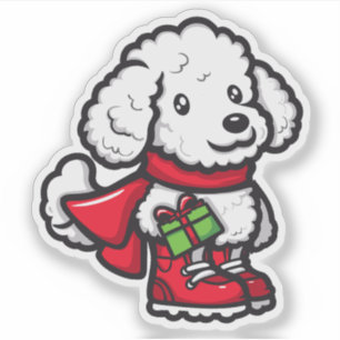 Poodle Holding a Christmas Present