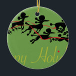 Poodle Holiday card Ceramic Tree Decoration<br><div class="desc">We don't need no stinking reindeer. Or do we? Where are those poodles flying off to,  anyhow?</div>