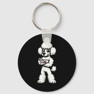 Poodle I Love Dad Funny Dog Tattoo _1 Key Ring