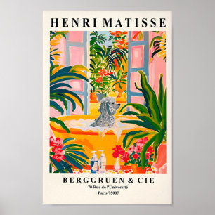 Poodle In Bathtub, Funny Bathroom Wall Art For Dog