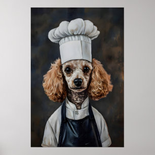 Poodle In Chefs Hat Poster, Pet Poster, Poodle In Poster