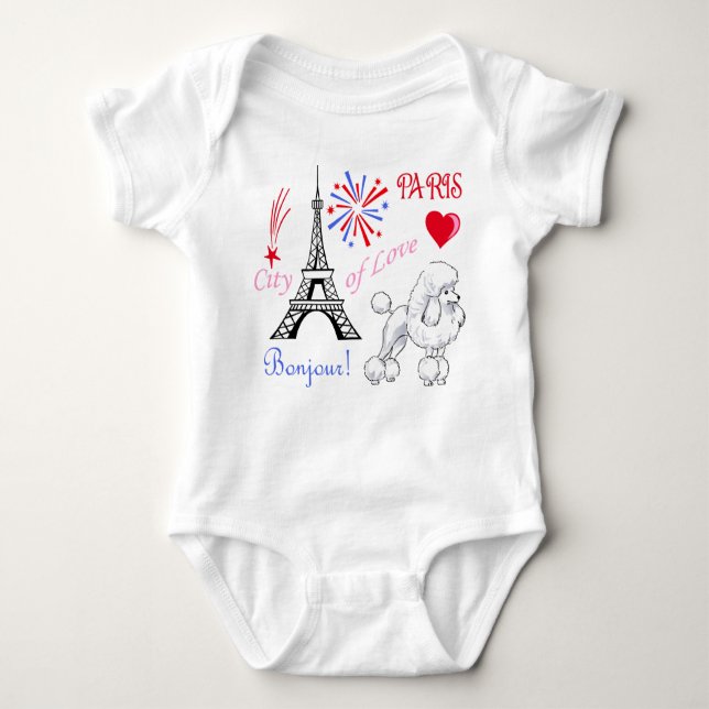 Poodle in Paris Baby Bodysuit (Front)