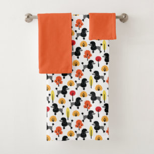 Poodle in the park bath towel set