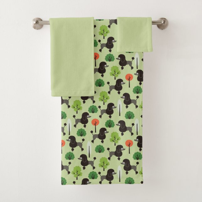 Poodle in the park bath towel set (Insitu)