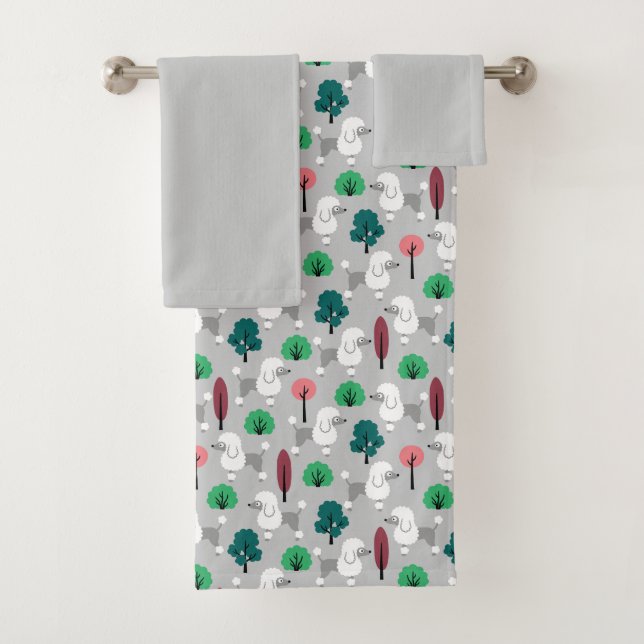 Poodle in the park bath towel set (Insitu)