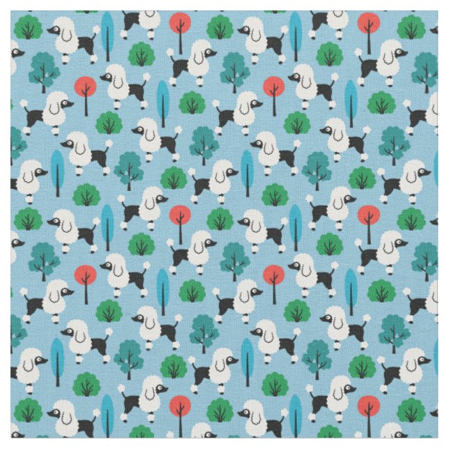 Poodle in the park fabric (Close Up)
