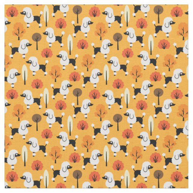 Poodle in the park fabric (Close Up)