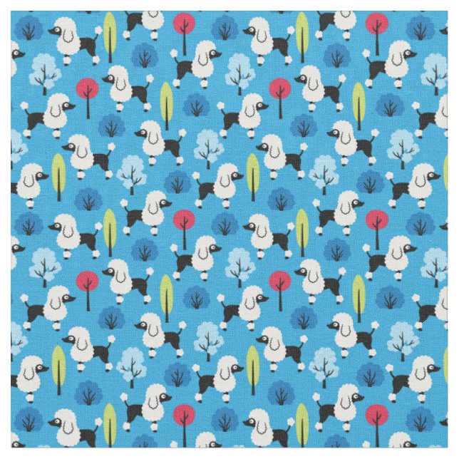 Poodle in the park fabric (Close Up)