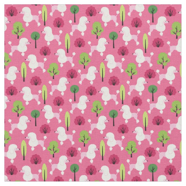 Poodle in the park fabric (Close Up)